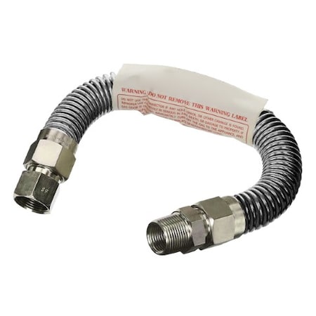 Flextron Gas Line Hose 1/2'' O.D. x 18'' Length 3/8" FIP x MIP Fittings, Stainless Steel Flexible Connector FTGC-SS38-18I